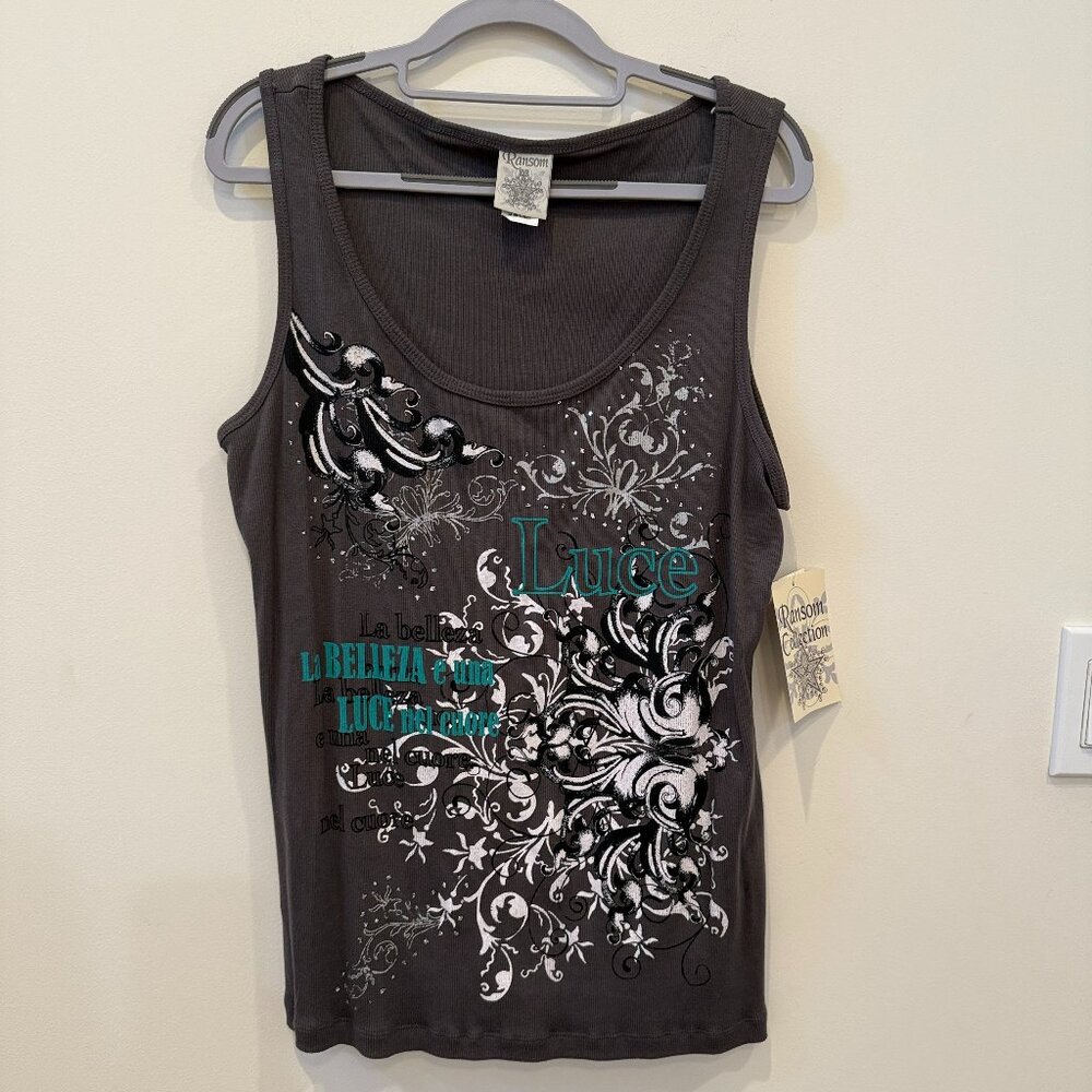 NWT Ransom Graphic Ribbed Knit Tank Top, size XL